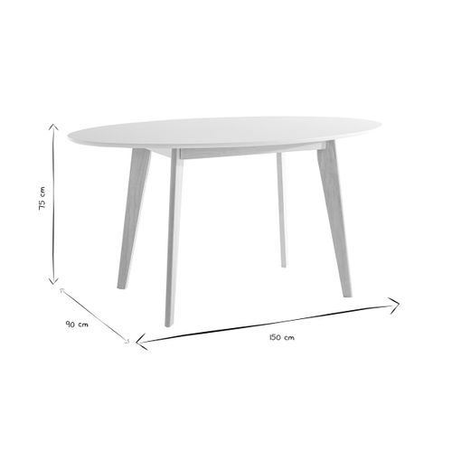 Table Scandinave Ovale Blanche Et Bois Clair L150 Cm Leena