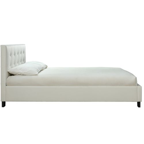 Lit 2 Places 160x200 Cm Blanc Capitonné Marquise