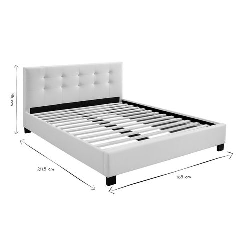 Lit 2 Places 160x200 Cm Blanc Capitonné Marquise