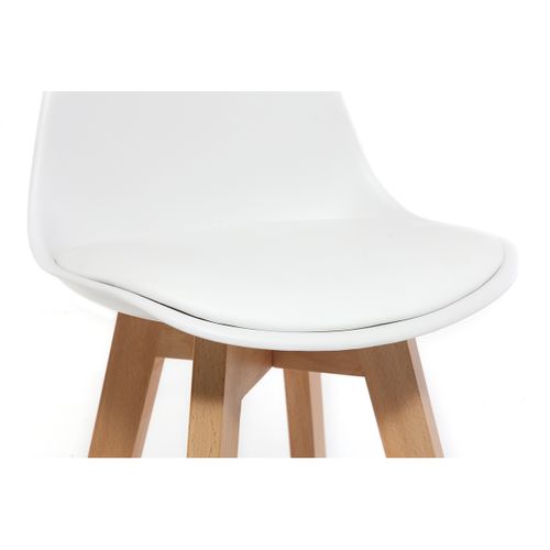 Tabourets De Bar Scandinaves Blanc Et Bois 65 Cm (lot De 2) Mini Pauline