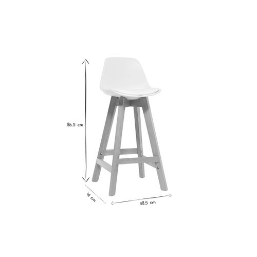 Tabourets De Bar Scandinaves Blanc Et Bois 65 Cm (lot De 2) Mini Pauline