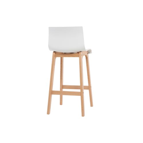 Tabouret De Bar Design Bois Et Blanc 75 Cm (lot De 2) New Surf