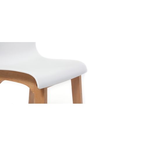 Tabouret De Bar Design Bois Et Blanc 75 Cm (lot De 2) New Surf