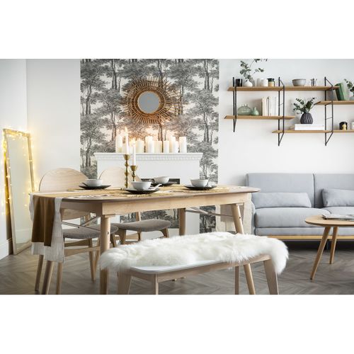 Banc Scandinave Blanc Et Bois Clair L100 Cm Leena