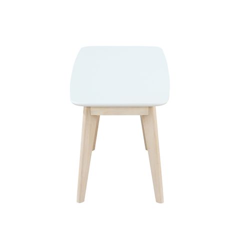 Banc Scandinave Blanc Et Bois Clair L100 Cm Leena