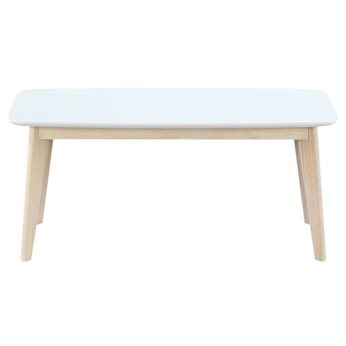 Banc Scandinave Blanc Et Bois Clair L100 Cm Leena