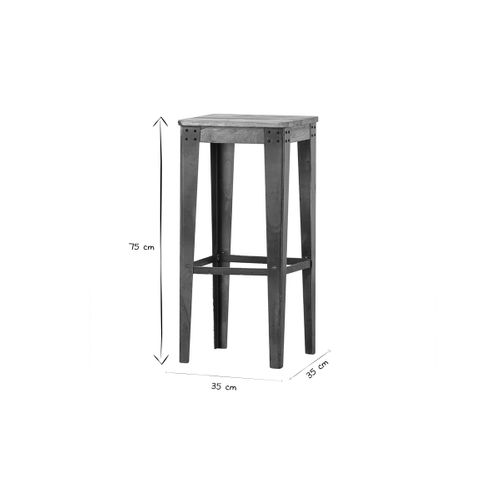 Tabouret De Bar Industriel Acier Et Bois Manguier Massif H75 Cm Madison