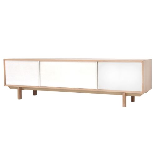 Meuble TV Scandinave Bois Et Blanc L180 Cm Sid
