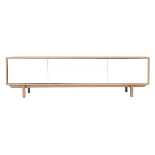 Meuble TV Scandinave Bois Et Blanc L180 Cm Sid