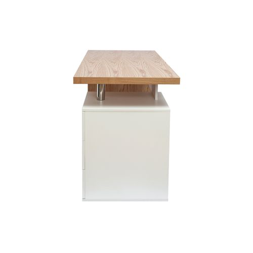 Bureau Avec Rangements 3 Tiroirs Design Bois Clair Chêne Et Blanc L140 Cm Calix