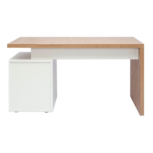 Bureau Avec Rangements 3 Tiroirs Design Bois Clair Chêne Et Blanc L140 Cm Calix