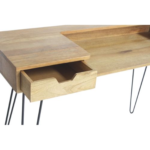 Bureau Avec Tiroir Bois Manguier Massif Et Métal Noir L116 Cm Vibes