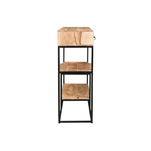 Console Industrielle Avec Rangements 4 Tiroirs En Bois Massif Et Métal Noir L115 Cm Grenelle