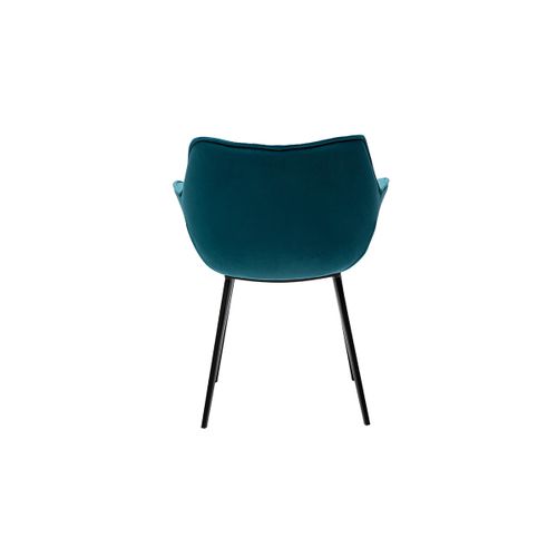 Chaise Design En Tissu Velours Bleu Pétrole Et Métal Noir Volo