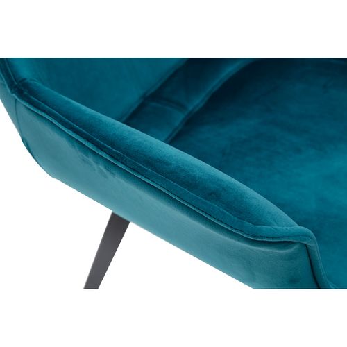 Chaise Design En Tissu Velours Bleu Pétrole Et Métal Noir Volo