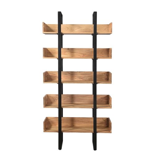 Bibliothèque Industrielle En Bois Massif Et Métal Noir L90 Cm Tao