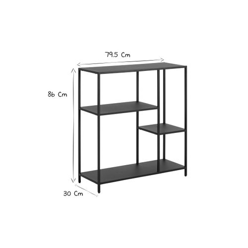 Console Ouverte Design En Métal Noir L80 Cm Podium