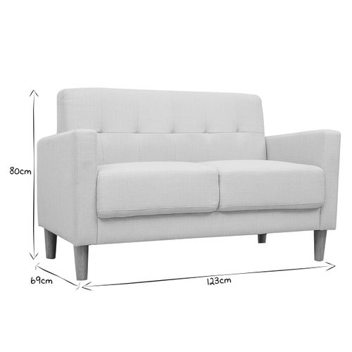 Canapé Scandinave 2 Places En Tissu Beige Et Bois Clair Moon