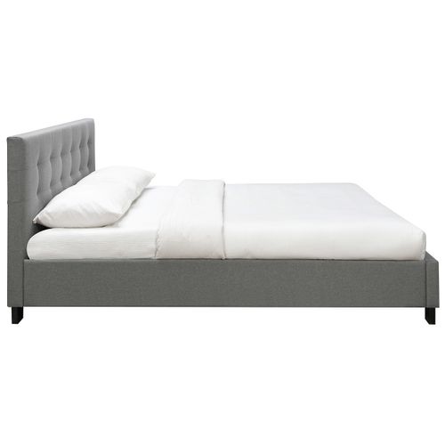 Lit 2 Places 180x200 Cm En Tissu Gris Capitonné Marquise