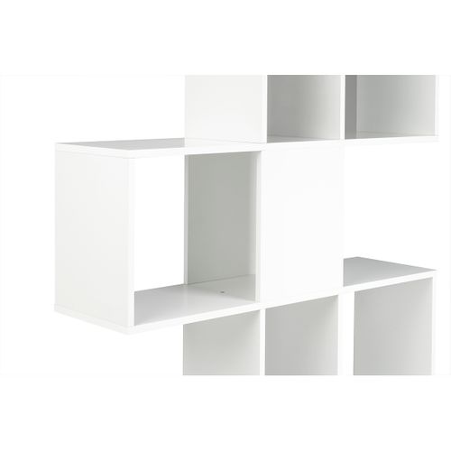 Bibliothèque Ouverte Séparateur Design Blanc Laqué Brillant L139 Cm Como