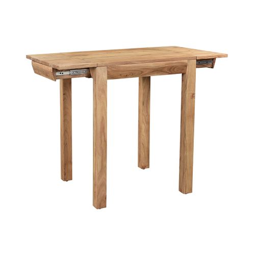 Table De Bar Haute Extensible Carrée En Bois Massif L80-135 Cm Balto