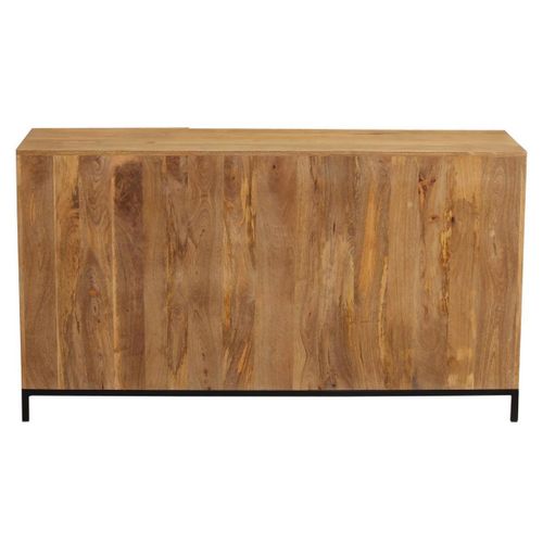 Buffet Industriel En Bois Manguier Massif Et Métal Noir 3 Portes L145 Cm Ypster