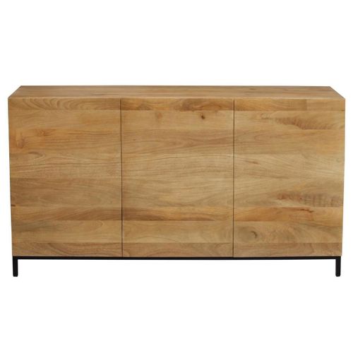 Buffet Industriel En Bois Manguier Massif Et Métal Noir 3 Portes L145 Cm Ypster