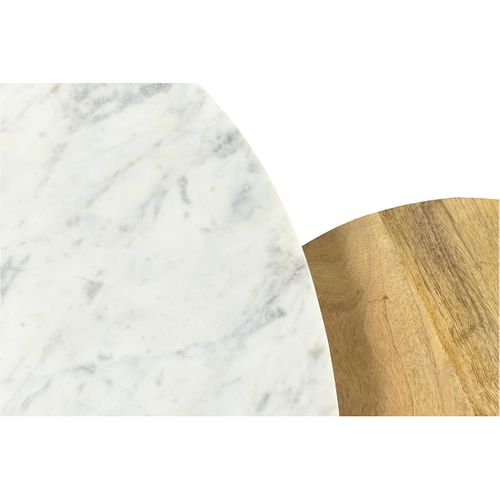 Tables Basses Gigognes Marbre Blanc Et Bois Manguier Massif (lot De 2) Evy