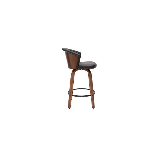 Tabouret De Bar Design Pivotant Noir Et Bois Foncé H65cm Albin