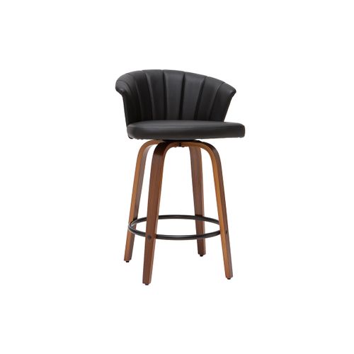 Tabouret De Bar Design Pivotant Noir Et Bois Foncé H65cm Albin