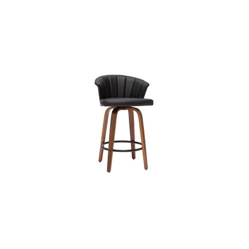 Tabouret De Bar Design Pivotant Noir Et Bois Foncé H65cm Albin