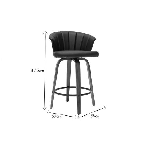 Tabouret De Bar Design Pivotant Noir Et Bois Foncé H65cm Albin