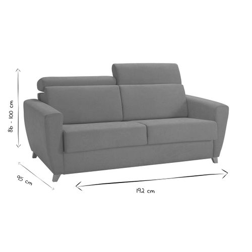 Canapé Convertible Avec Têtières Ajustables 3 Places En Tissu Beige Et Bois Clair Goya