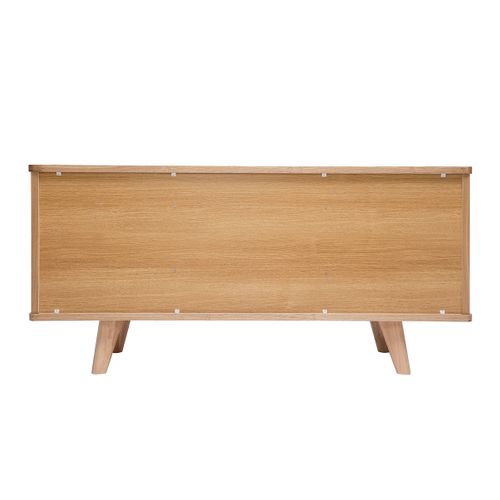 Buffet Scandinave En Bois Clair 2 Portes 3 Tiroirs L160 Cm Fifties