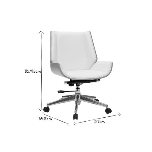 Chaise De Bureau à Roulettes Design En Tissu Gris Clair, Bois Clair Et Acier Chromé Curved