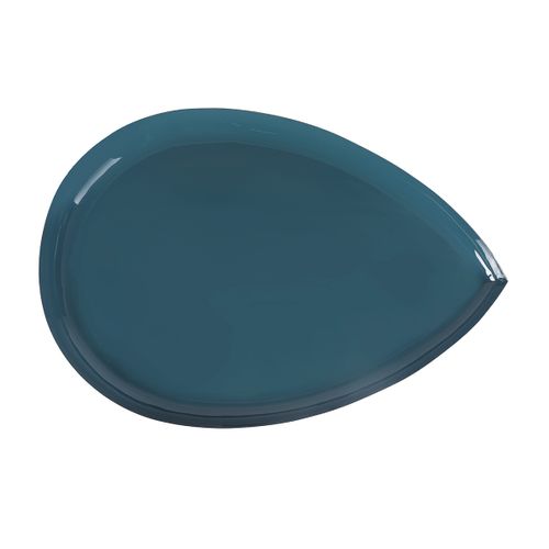Table Basse Design En Acier Laqué Bleu Canard Et Doré L80 Cm Drop