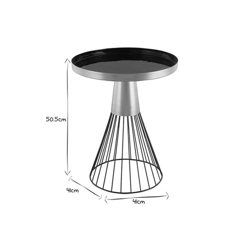 Table D'appoint Ronde En Acier Laqué Noir Et Doré D41 Cm Spleen