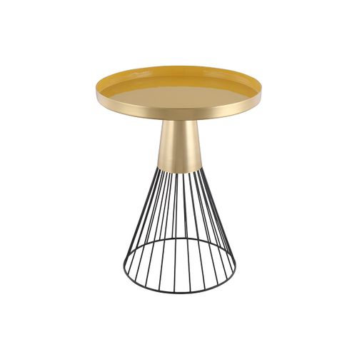 Table D'appoint Ronde En Acier Laqué Moutarde Et Doré D41 Cm Spleen