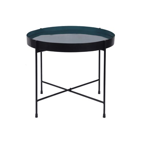 Table Basse Avec Plateau Réversible Bleu Canard / Noir Sateen