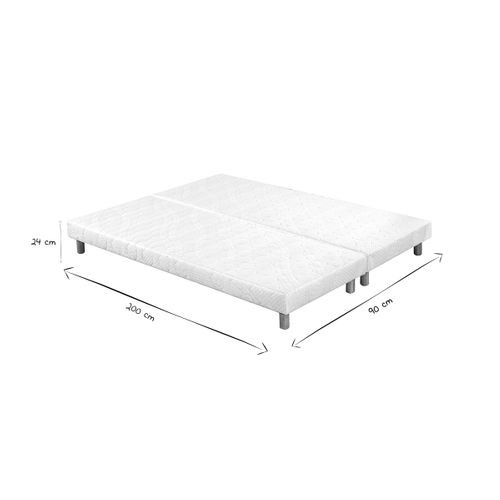 Sommiers Tapissiers Tissu Blanc Pieds Bois 90 X 200 Cm (lot De 2) Jami