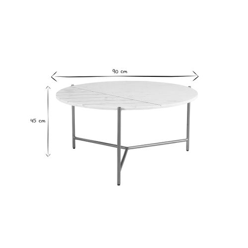 Table Basse Ronde Design En Marbre Blanc Et Laiton D90 Cm Sillon