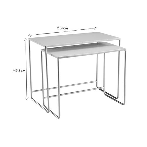 Tables Basses Gigognes Rectangulaires Design Blanc Et Métal Doré (lot De 2) Wess