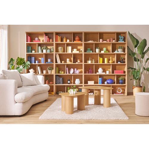 Bibliothèque Scandinave Finition Bois Clair Chêne L140 Cm Epure