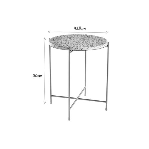 Table D'appoint Design Ronde En Terrazzo Et Métal Doré D40 Cm Mezzo