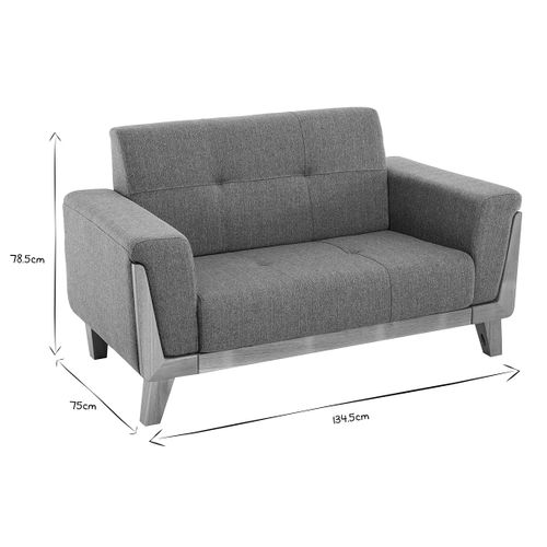 Canapé Scandinave 2 Places En Tissu Gris Et Bois Clair Fjord
