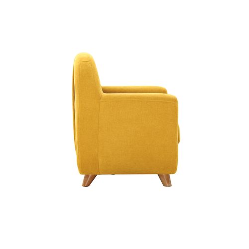 Fauteuil Enfant Scandinave En Tissu Effet Velours Jaune Moutarde Et Bois Clair Norkid