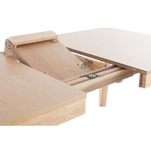Table Extensible Rallonges Intégrées Rectangulaire En Bois Clair L150-180 Cm Bolly