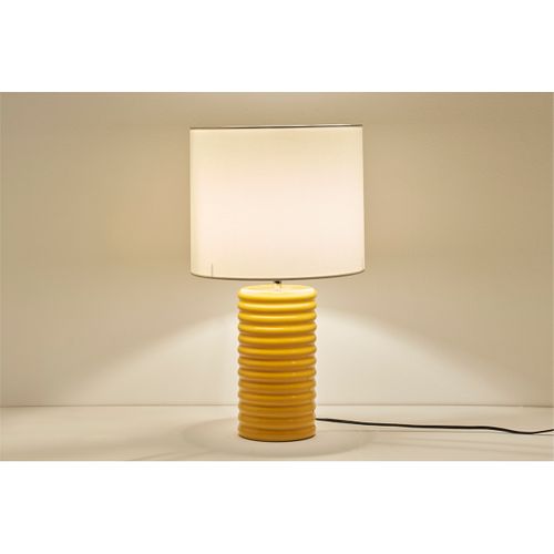 Lampe à Poser En Céramique Émaillée Jaune Et Abat-jour Écru H53 Cm Berro