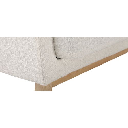Canapé Scandinave Déhoussable 2 Places En Tissu Effet Laine Bouclée Blanc Cassé Et Bois Clair Oslo