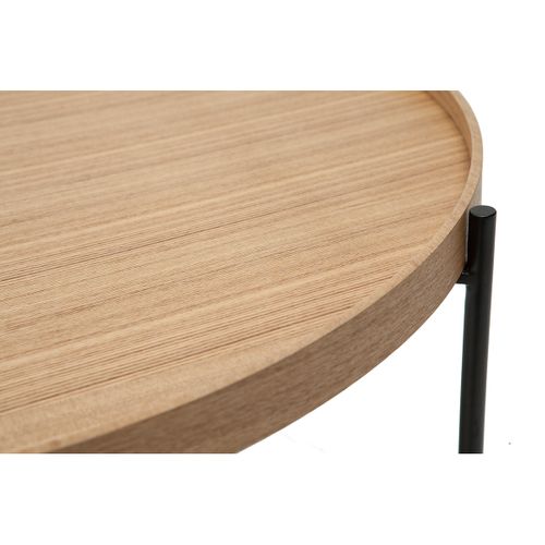 Table Basse Ronde Bois Clair Et Métal Noir D75 Cm Bassy